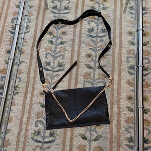 All Saints Black Crossbody Bag with Chain Detail